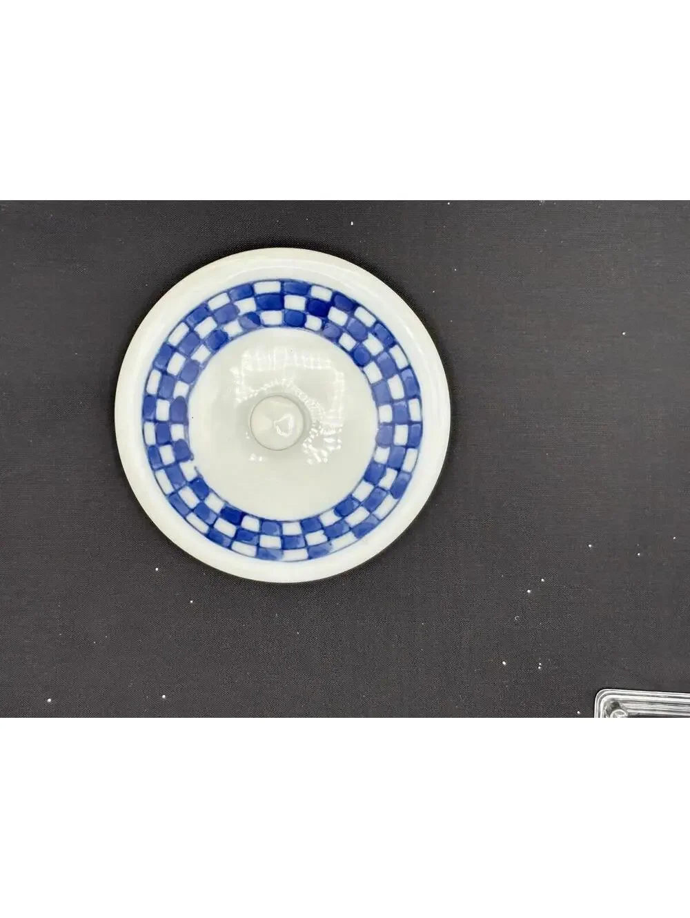 Set of 2 VTG Williams Sonoma IDG Checkered Lidded Coffee Tea Cup Saucer